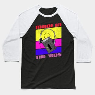 Made in the 1980s Retro Rainbow Generic Radio Cassette Player Baseball T-Shirt